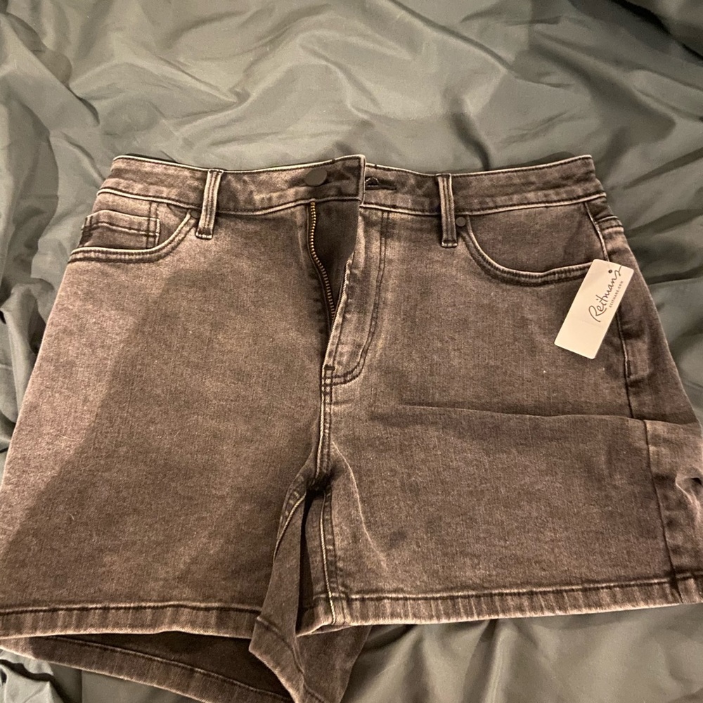 Black denim shorts